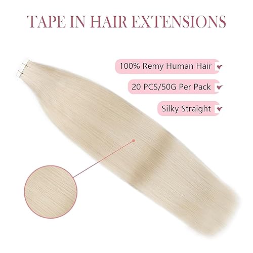 Miniatura 2 de Sixstarhair Extensiones de cabello humano 100 % Remy, con pegamento suave, lacio y sedoso, extensiones de cabello humano real, 1.76oz, extensiones