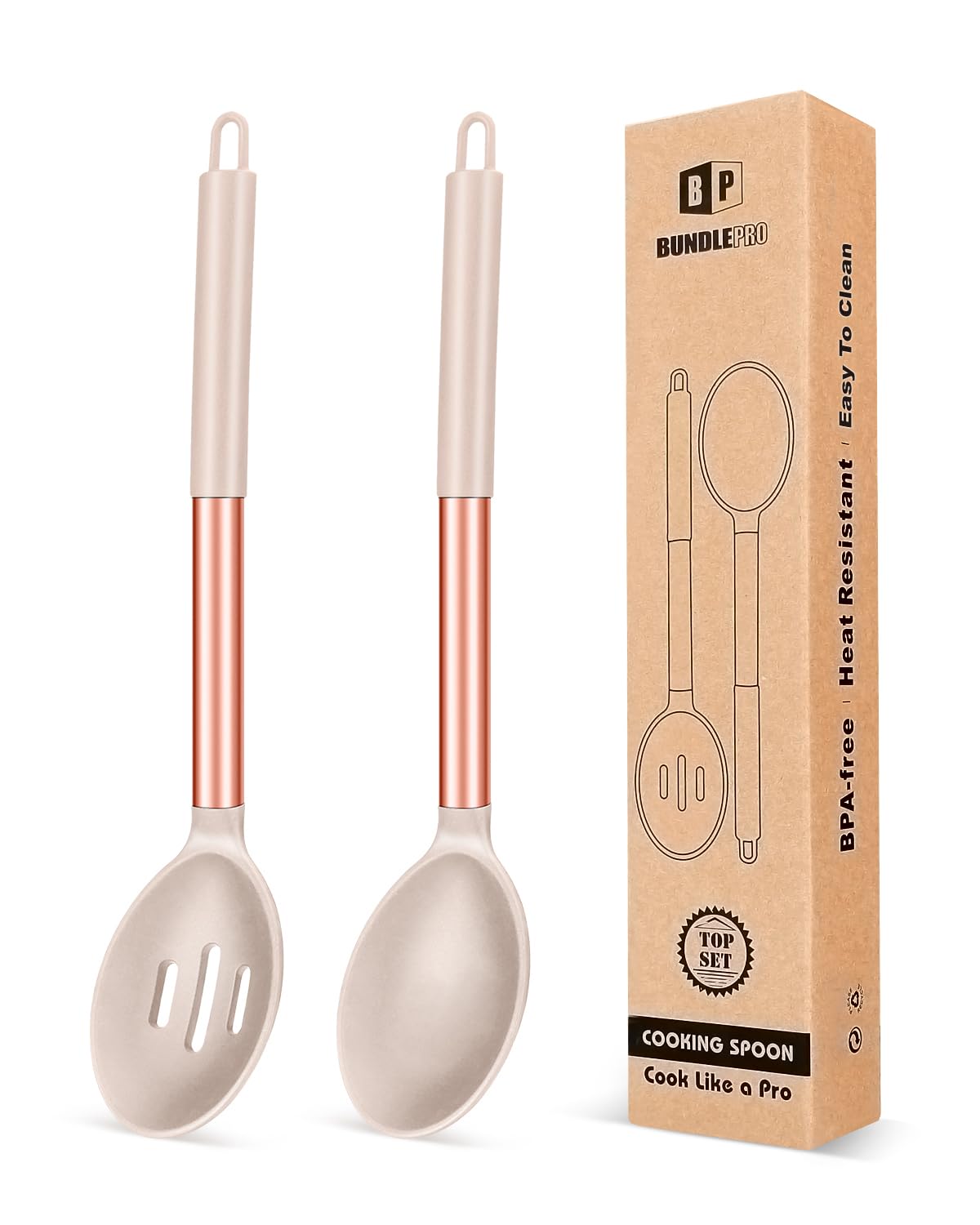 Utensilios de cocina de silicona juego de 2 cucharas grandes para mezclar y servir comida
