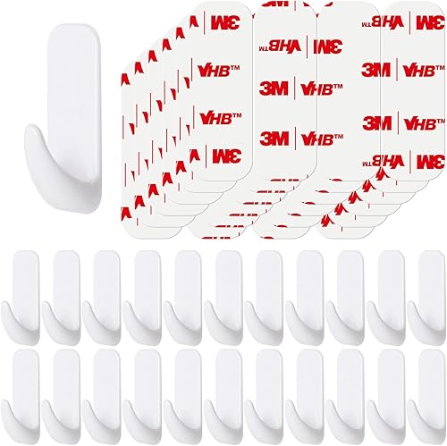 Ganchos de pared para colgar resistentes, medianos 22 autoadhesivos de pared con 26 tiras sin daños, adhesivos para llaves, ducha, toalla, abrigo,