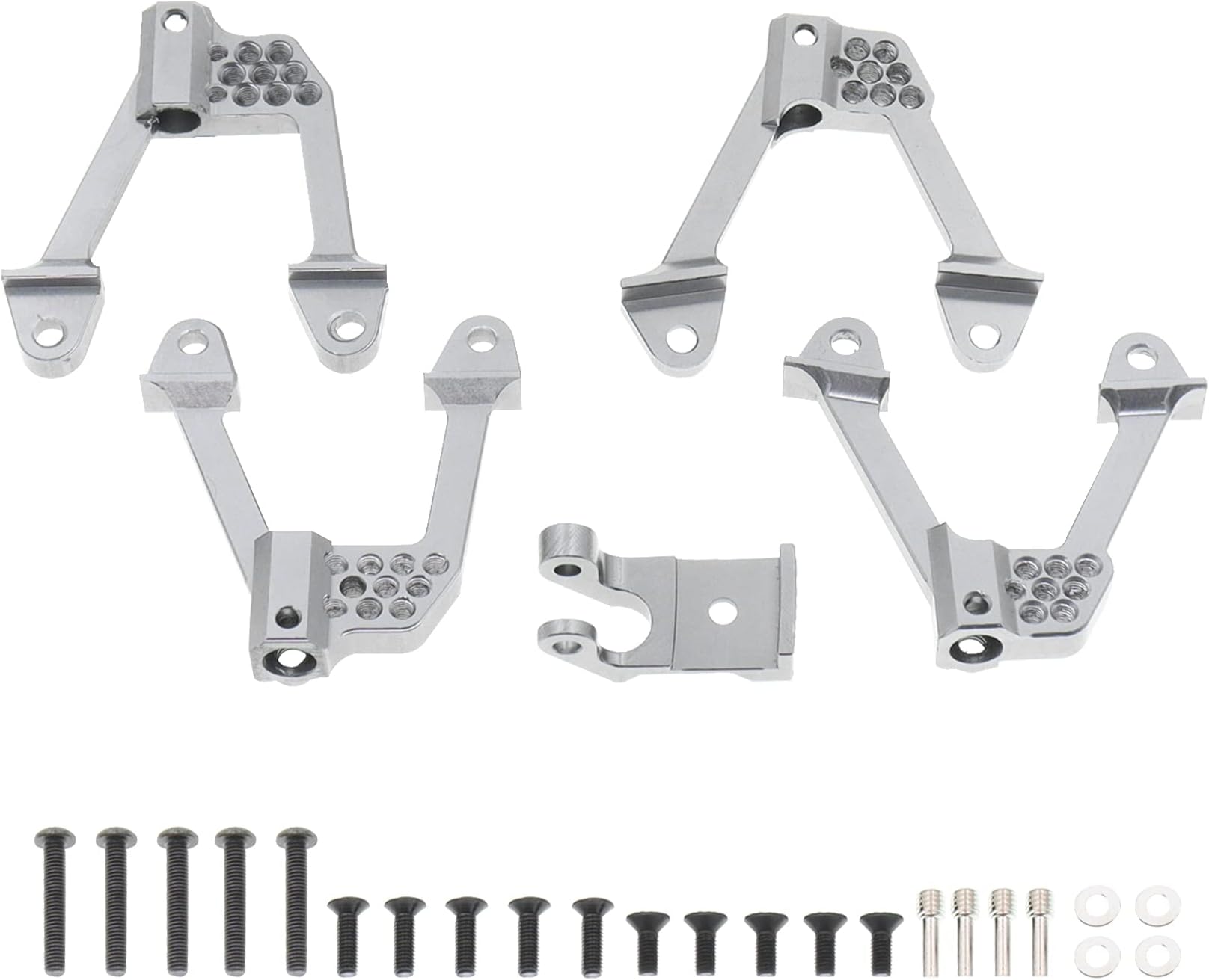 Treehobby4PCS CNC Aluminum Front/Rear Adjustable Shock Mounts Compatible with Axial SCX10 SCX10 II 90046 90047 1/10 RC Crawler Car Upgrade(Titanium)