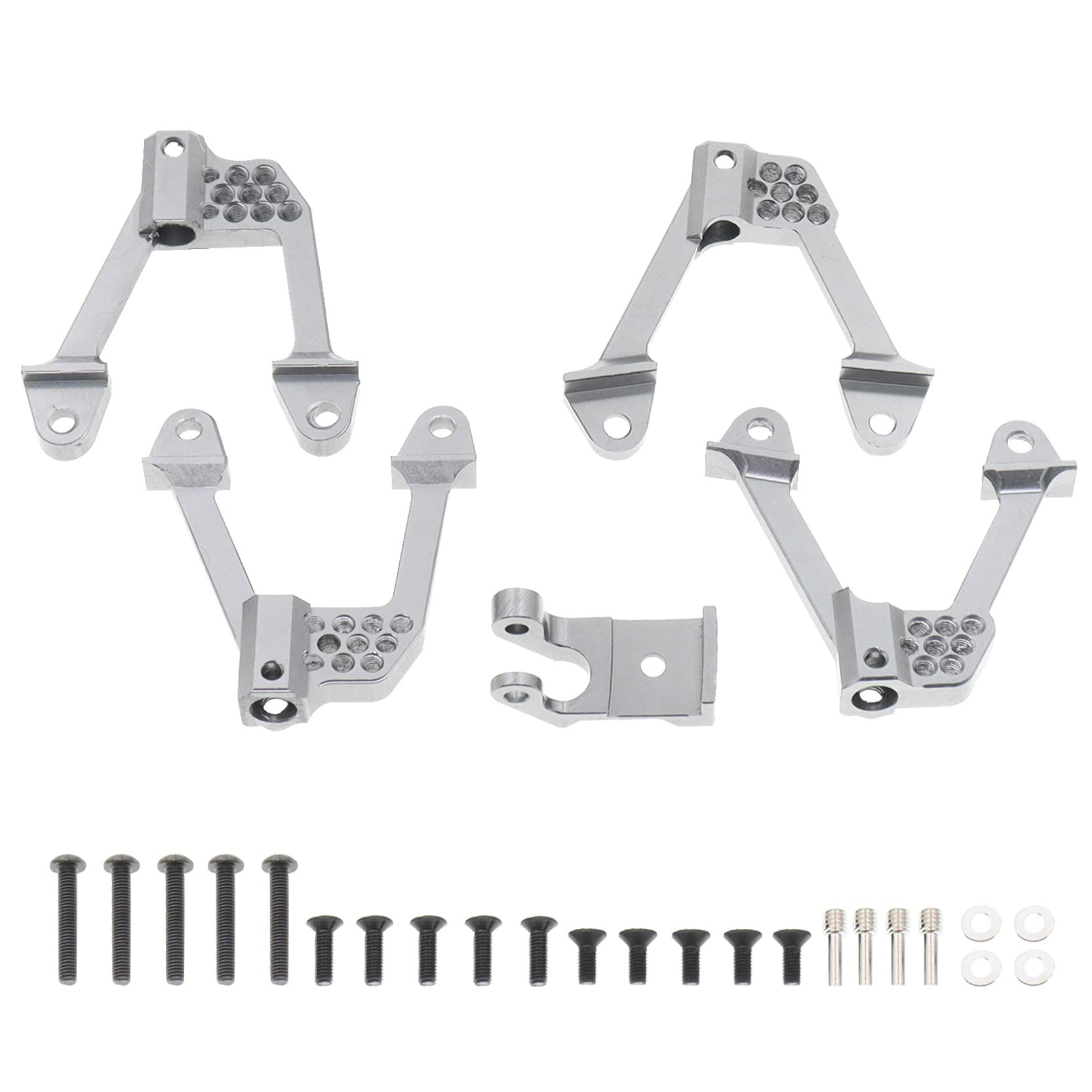 Treehobby4PCS CNC Aluminum Front/Rear Adjustable Shock Mounts Compatible with Axial SCX10 SCX10 II 90046 90047 1/10 RC Crawler Car Upgrade(Titanium)