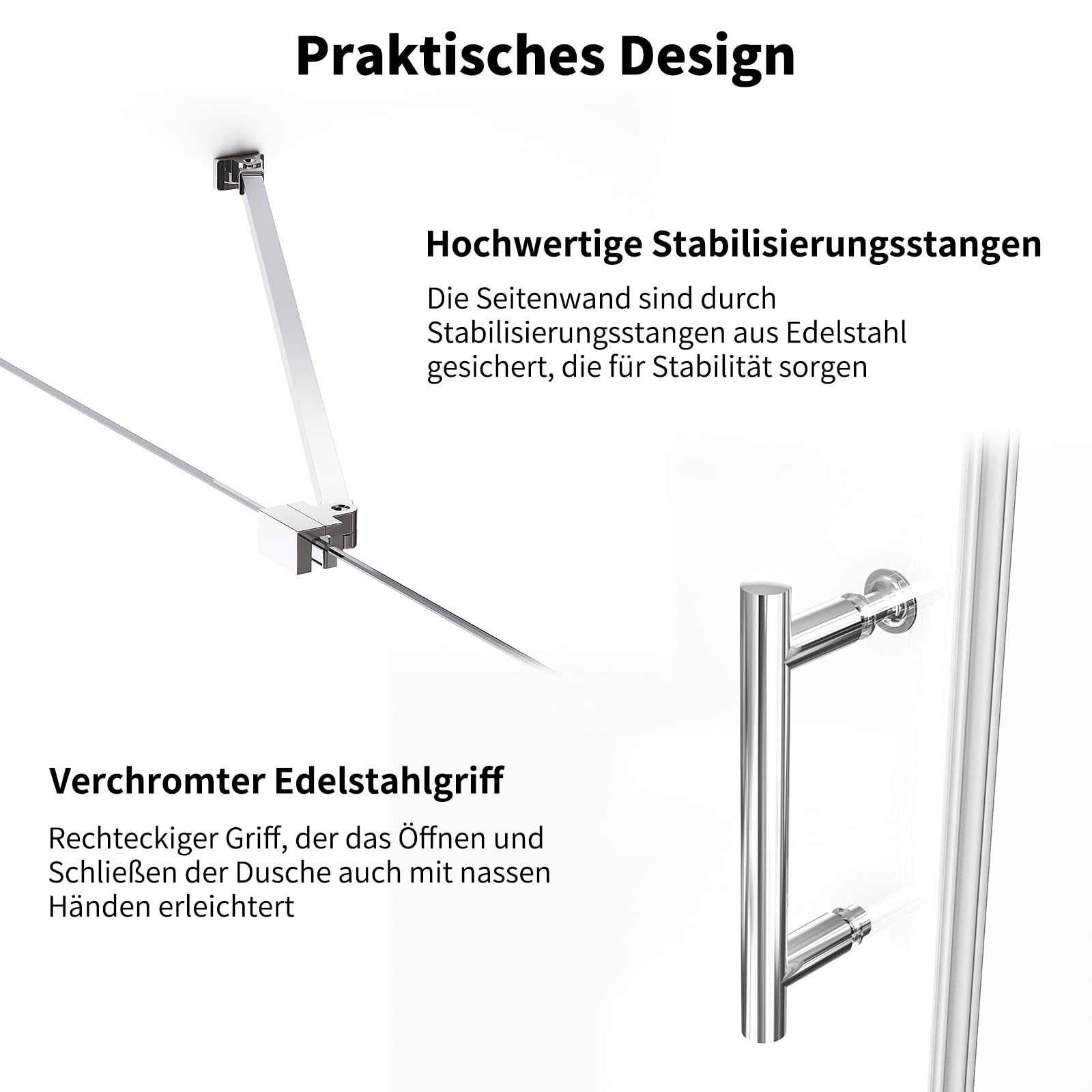 Duschkabine Falttür mit Seitenwand 90x70 cm Eckeinstieg Dusche Rahmenlos Duschabtrennung Eckdusche aus 6mm ESG Sicherheitsglas mit Nano-Beschichtung, Höhe 195 cm