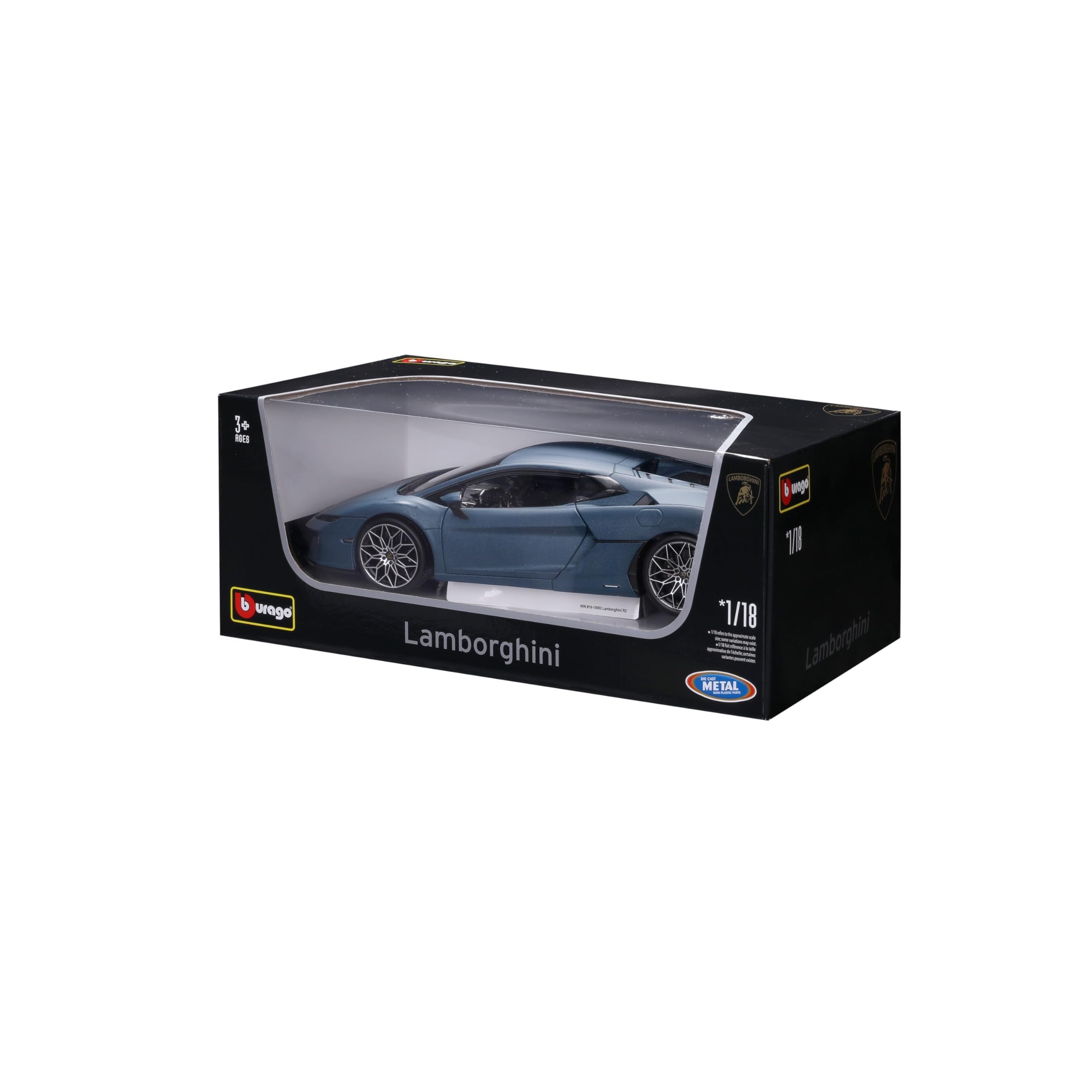 Bburago - Lamborghini Temerario, Coche Diecast a Escala 1:18, Réplica Detallada del Primer Superdeportivo Lamborghini, 4 Aperturas, Licencia Oficial, Edad Recomendada 3+ Años