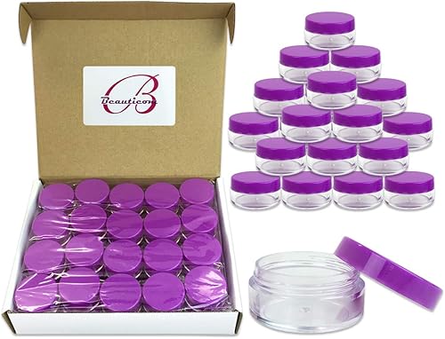 Beauticom Tarros transparentes redondos de 0.35 oz0.3 fl oz (0.35 Fl Oz) con tapas superiores redondas para cremas, lociones, maquillaje, polvos,
