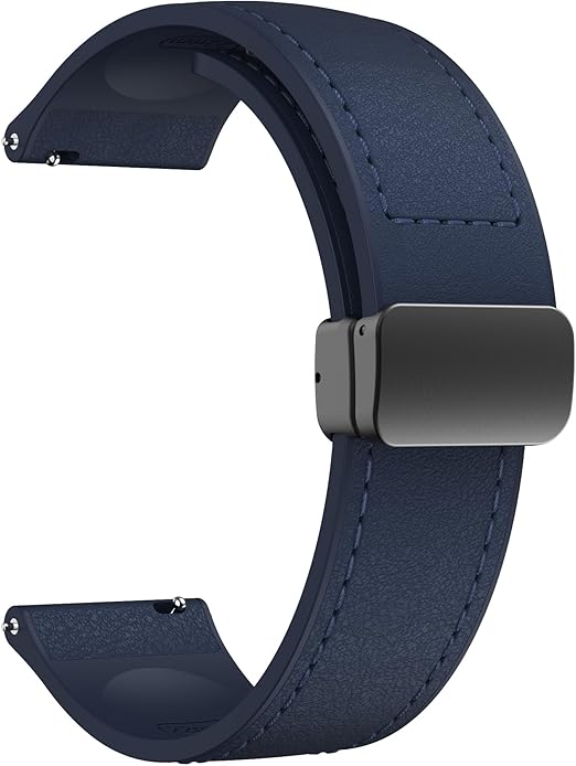 BFFASTRAX 20mm Silicone Leather Watch Band Dark Blue Buy Online at