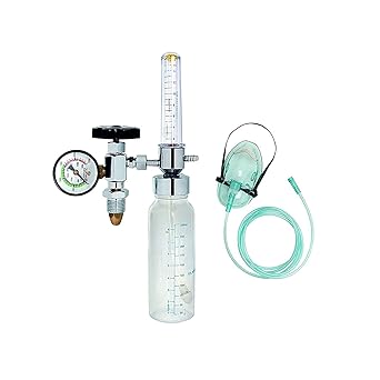 Urmit Oxygen Flow Meter Adjustment Oxygen Valve with Regulator oxygen Flow Meter With Rotameter Humidifier Bottle Flow Meter With Oxygen Face Mask Oxygen Flow Meter With Regulator and Mask