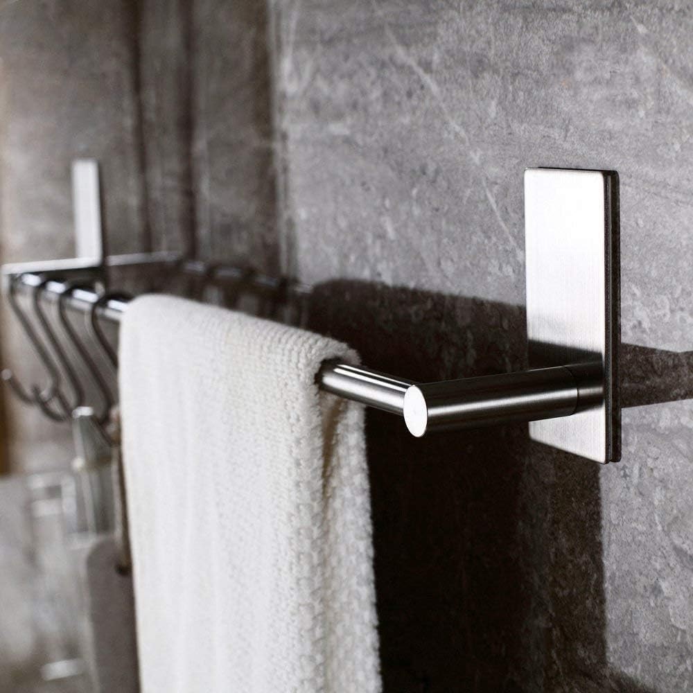 Kitlit Towel Bar Rail Self Adhesive 43 cm/17in Towel Rack Stainless Steel Towel Holder Towel Hooks Wall Mounted Towel Bar Towel Rail Hanging for Kitchen Bathroom Cupboard