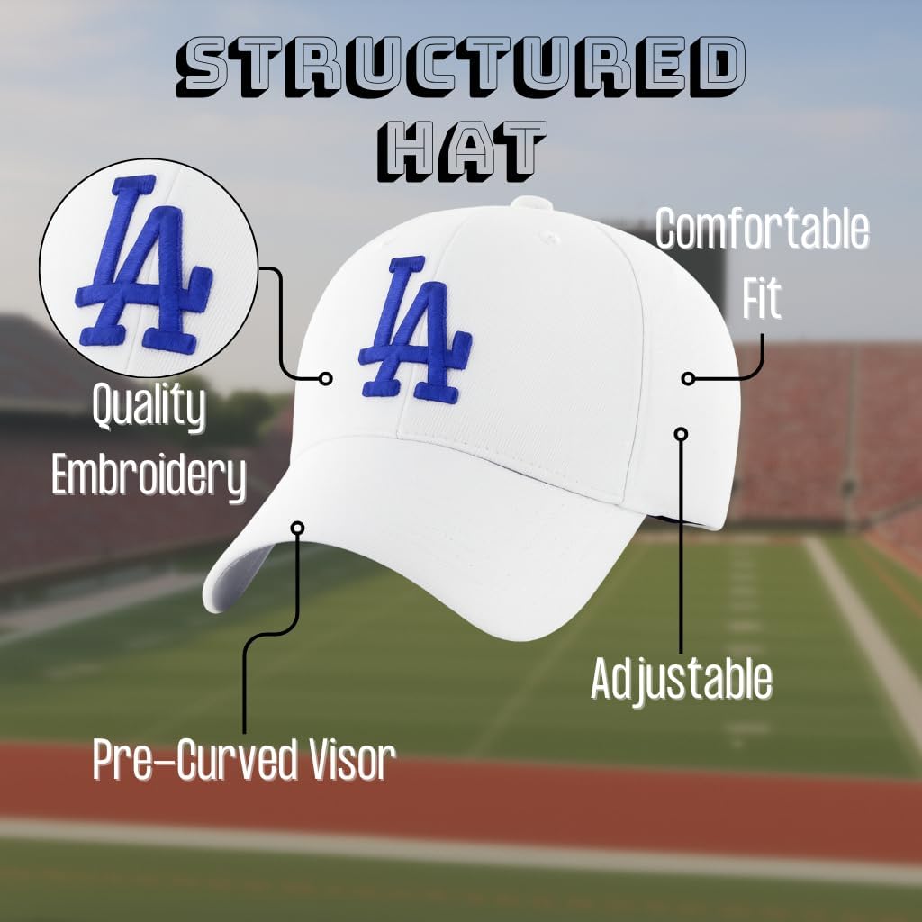 Officially Licensed Los Angeles Youth Boys Girls Baseball Hat Classic MVP White/Blue Adjustable LA Embroidered Team Logo Kids Sports Cap