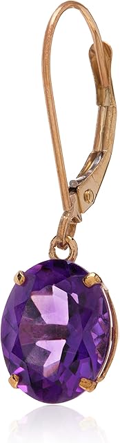 Amazon Collection 14k Gold 8 x 10mm Oval Gemstone Dangle Earrings for Women with Leverbacks