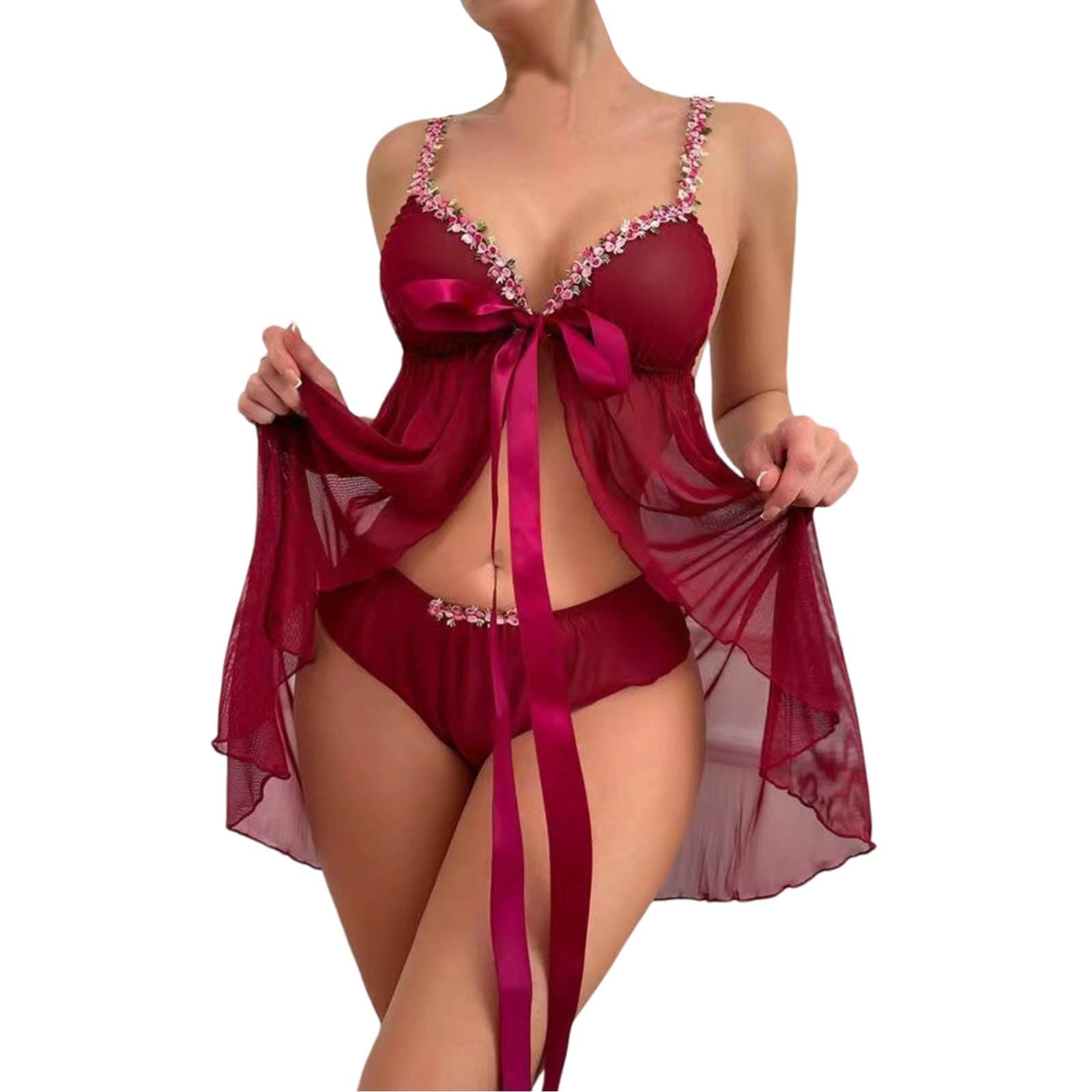 Lingerie for Women Lovely Polyester japani Bodysuit Deep V Neck Teddy Babydoll Backless Mesh Lingerie Babydoll Nightwear