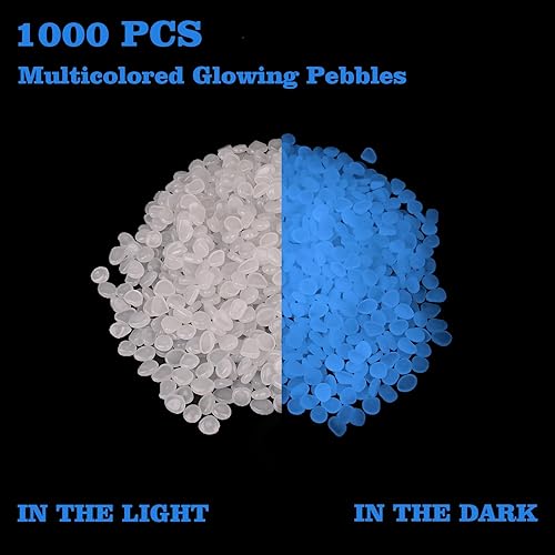 Miniatura 9 de 1000 piedras que brillan en la oscuridad para decoración al aire libre, piedras pequeñas luminosas para pecera, acuario, césped, patio, jardín,
