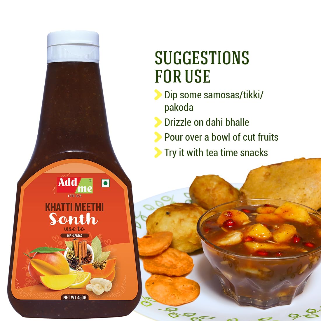 Add me Khatti Meethi Sonth Chutney 450gm Sweet Sauce and dips pani Puri Chatni for chaat | Tangy Sauce for Chaat, Pani Puri 2