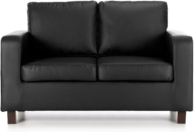 Sofa In A Box - Matthew 2 Seater Sofa in Black Faux Leather