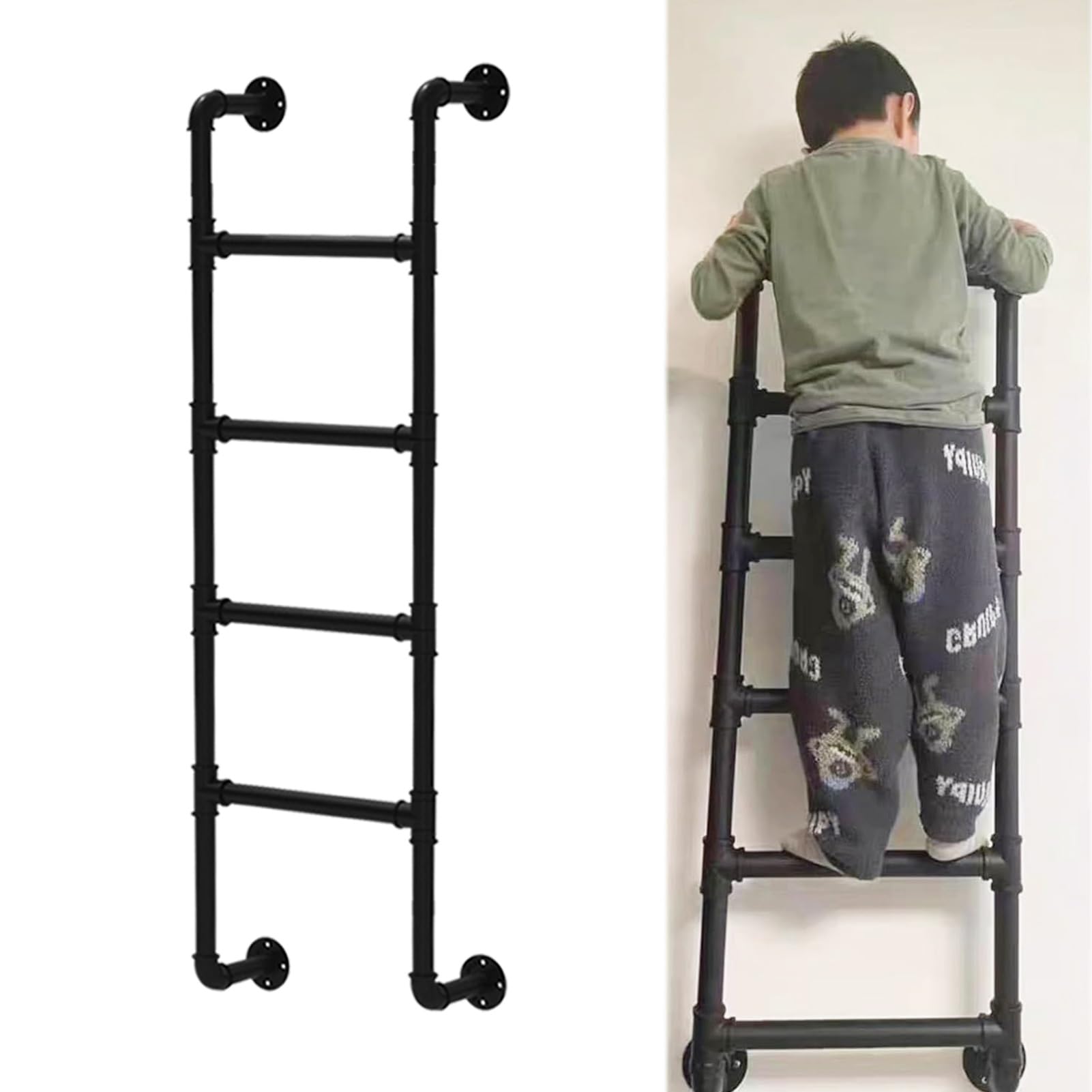 Escalera de Tijera de Pared para Apartamentos, Escalera de Emergencia para Ventanas, Escalera de Hierro Forjado para literas, autocaravanas, Escalera de Entrada al sótano (120 cm/47 Pulgadas)