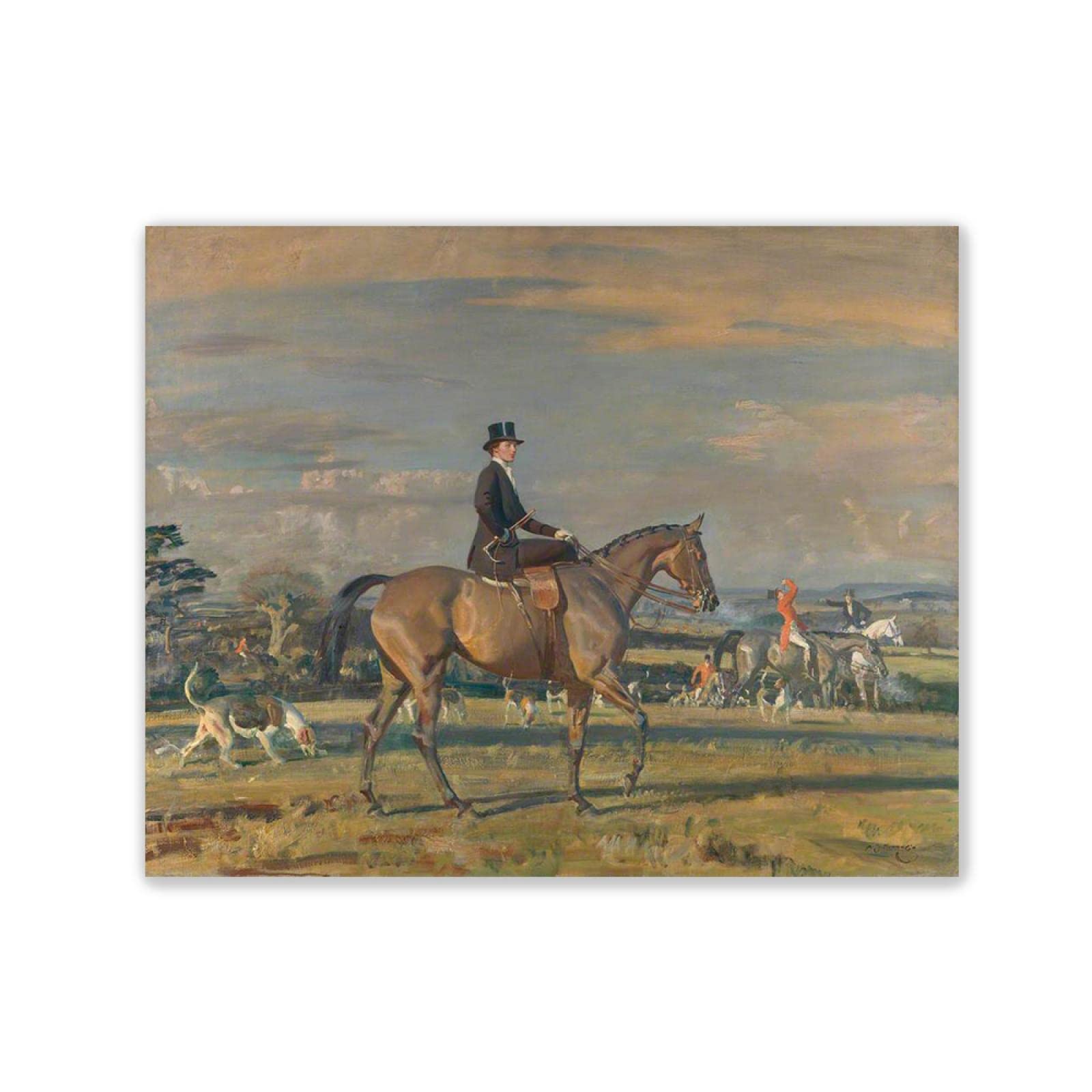 Jzsdgb Alfred James Munnings Paintings Print On Canvas-Famous Wall Art'portrait Of A Sporting Lady'-Reproduction On Canvas-Canvas Wall Art Pictures For Living Room Decor 20X25cm(8X10in)Frameless