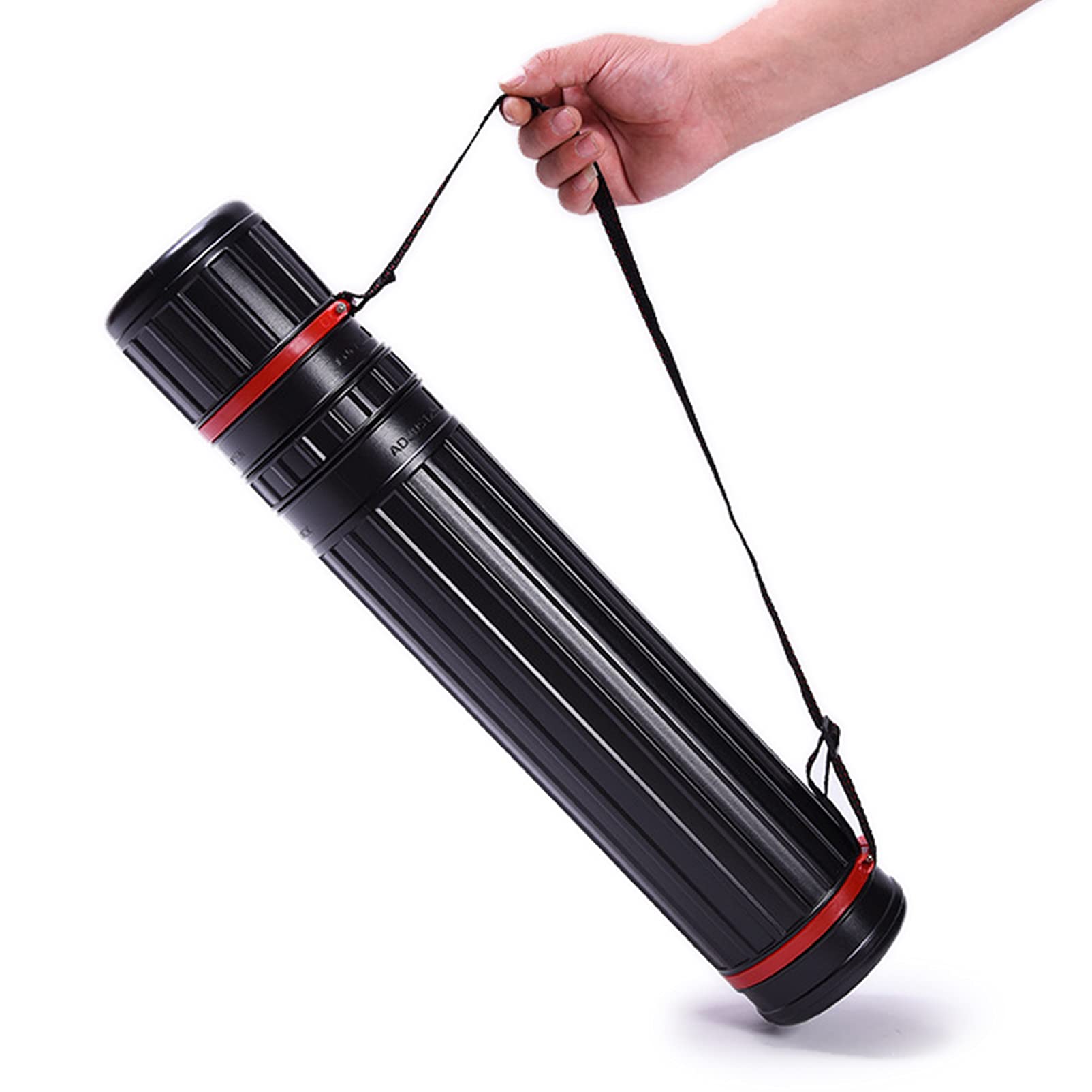 Small Extendable Poster Tubes Expand from 18” to 27.5” with Carrying Strap | Carry Documents, Blueprints, Drawings and Art | Black Portable Durable Round Storage Cases with Lids