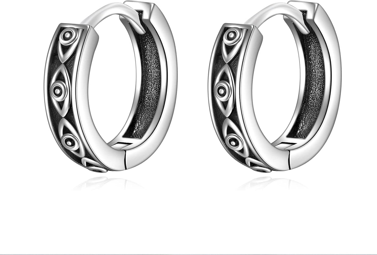 POPLYKE Black Celtic Knot Hoop Earrings 925 Sterling Silver Small Vintage Gothic Punk Rock Hoop Earrings Men…