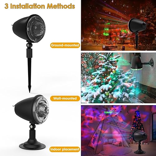 Miniatura 7 de Proyector de luces de Navidad de Halloween para exteriores, 2 en 1 con ondas de agua, luz láser Aurora con control remoto, luz LED impermeable para