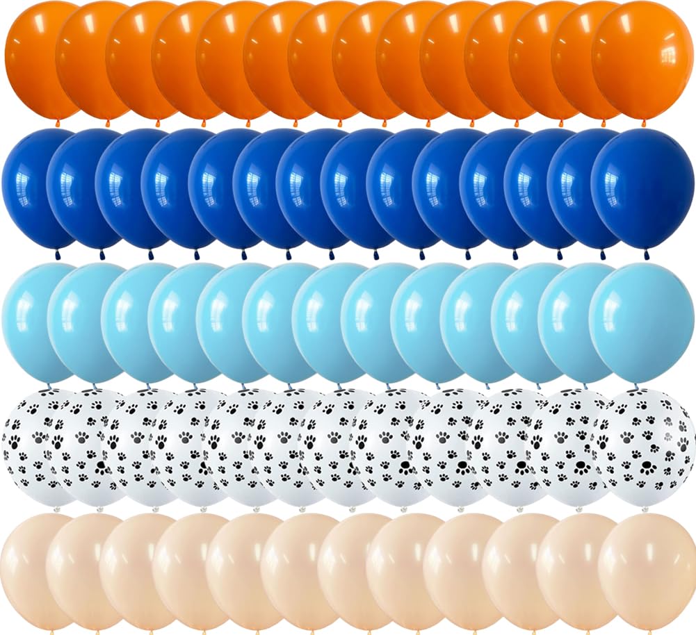 12 Inch 60 Pcs Blue and Orange Latex Balloons Kit Dark Light Blue Orange Wedding Party Decorations Basketball Birthday Bridal Baby Shower Decor Supplies Kids Boys Girls