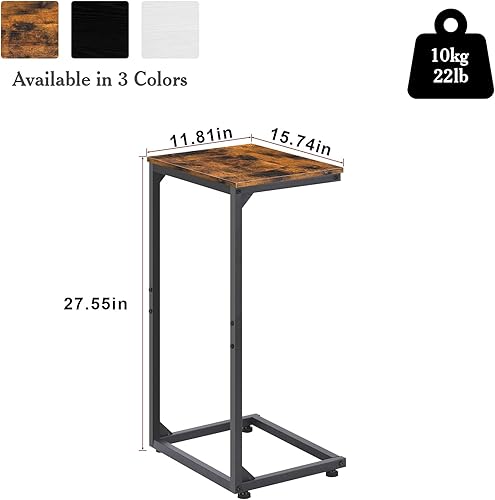 Miniatura 3 de Mesas en forma de C, juego de 2 mesas auxiliares en forma de C, color marrón rústico con capacidad de 22 libras, bandejas de TV que ahorran espacio