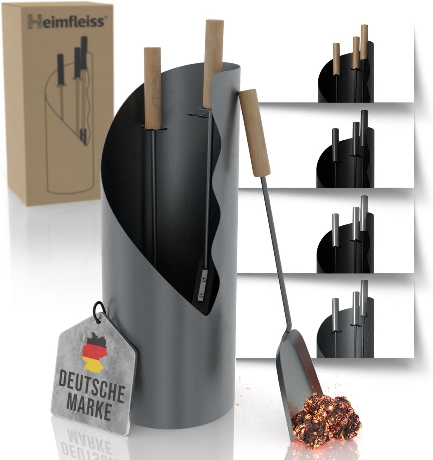 Heimfleiss® Kaminbesteck Modern Grau