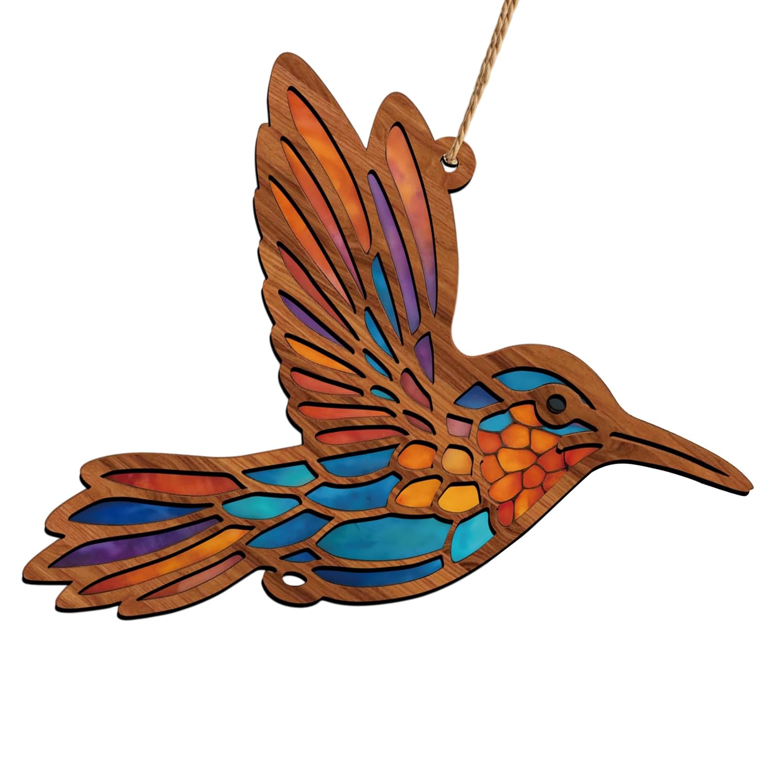 Stained Glass Hummingbird Sun Catchers Garden Ornament Birthday Present Stained Glass Bird Sun Catchers Hanging Decors