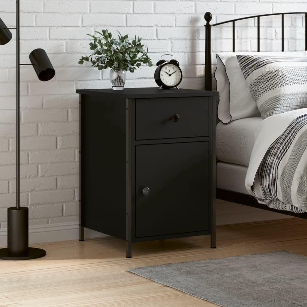 Mesillas de noche negras de madera 40x42x60 cm para dormitorios modernos
