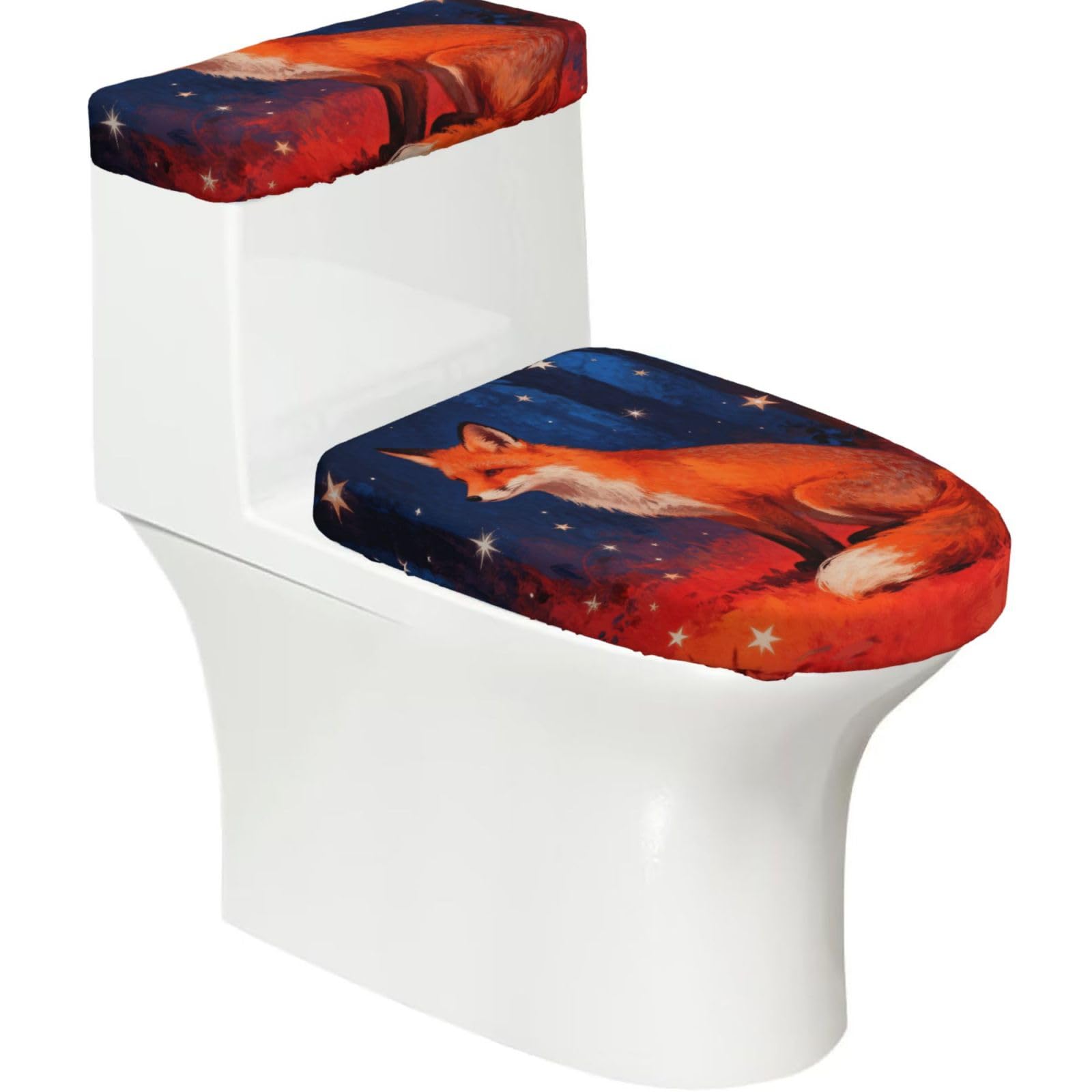 Cntdbu Black Star Dream Stretchy Toilet Lid And Tank Cover Set-Soft Elastic Bathroom Decor For U Shape Oval