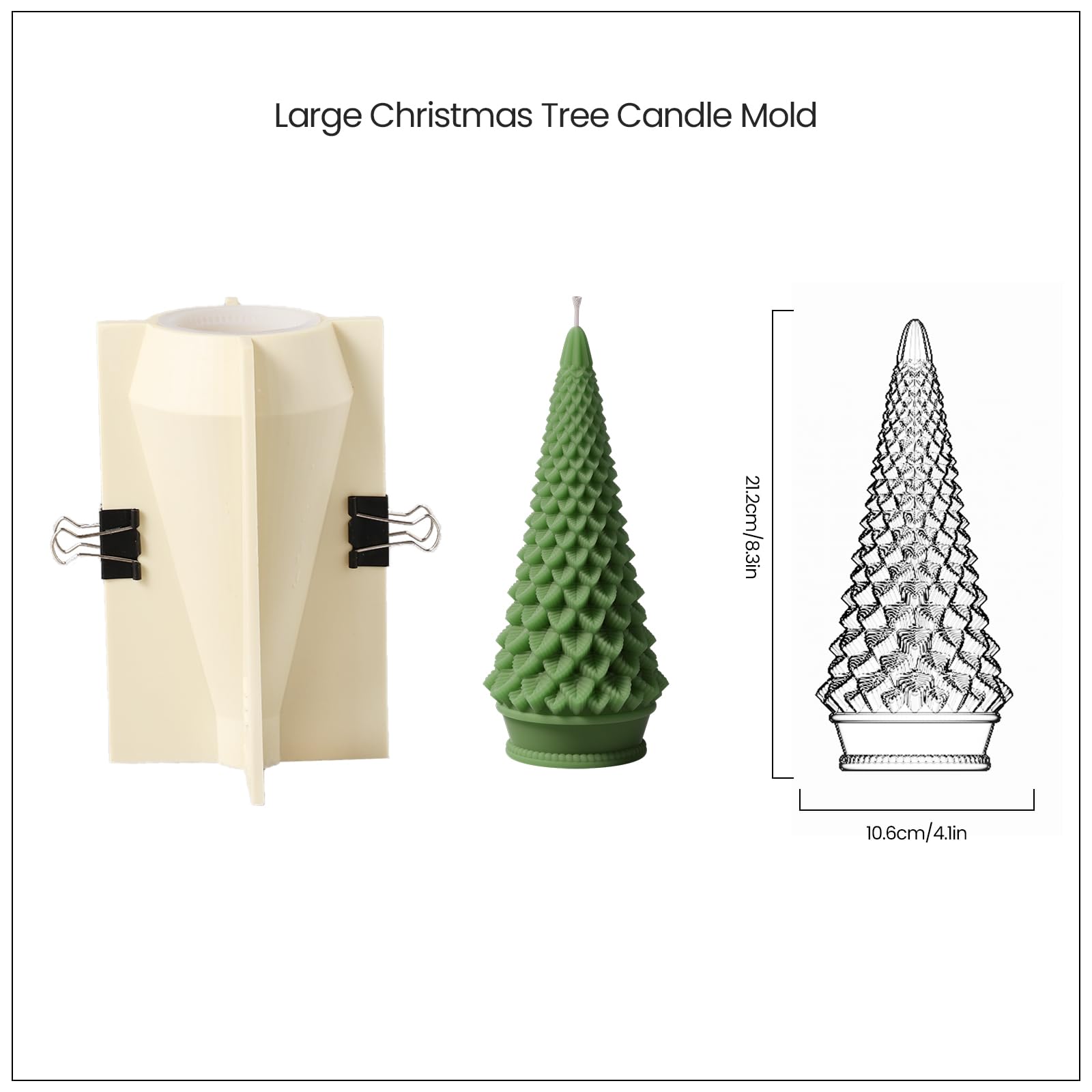 BOOWAN NICOLE Weihnachtsbaum Kerze Form, verwendet für Kerze Herstellung Weihnachtsbaum Silikonform für Weihnachtsdekoration, Wohndekoration (LZ0650-3)