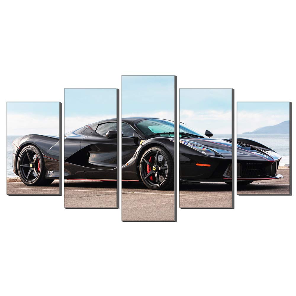Peinture murale Ferrari voiture de sport tableau de prestige sur toile 5 pièces