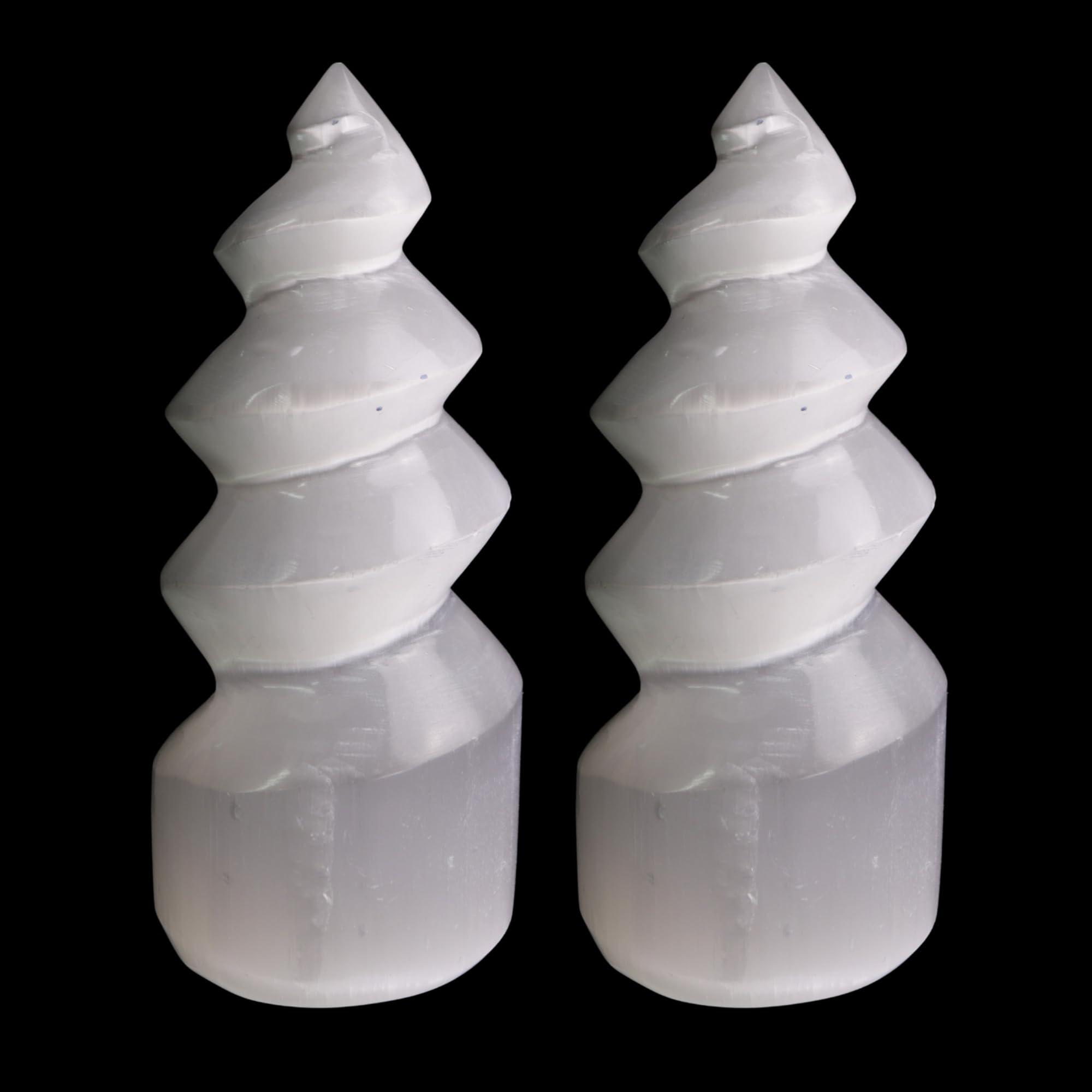 Needzo Small Selenite Spiral Statue, Yoga and Meditation Accessories, Spiritual Gifts for Women, 4 Inches Tall (Pack of 2)