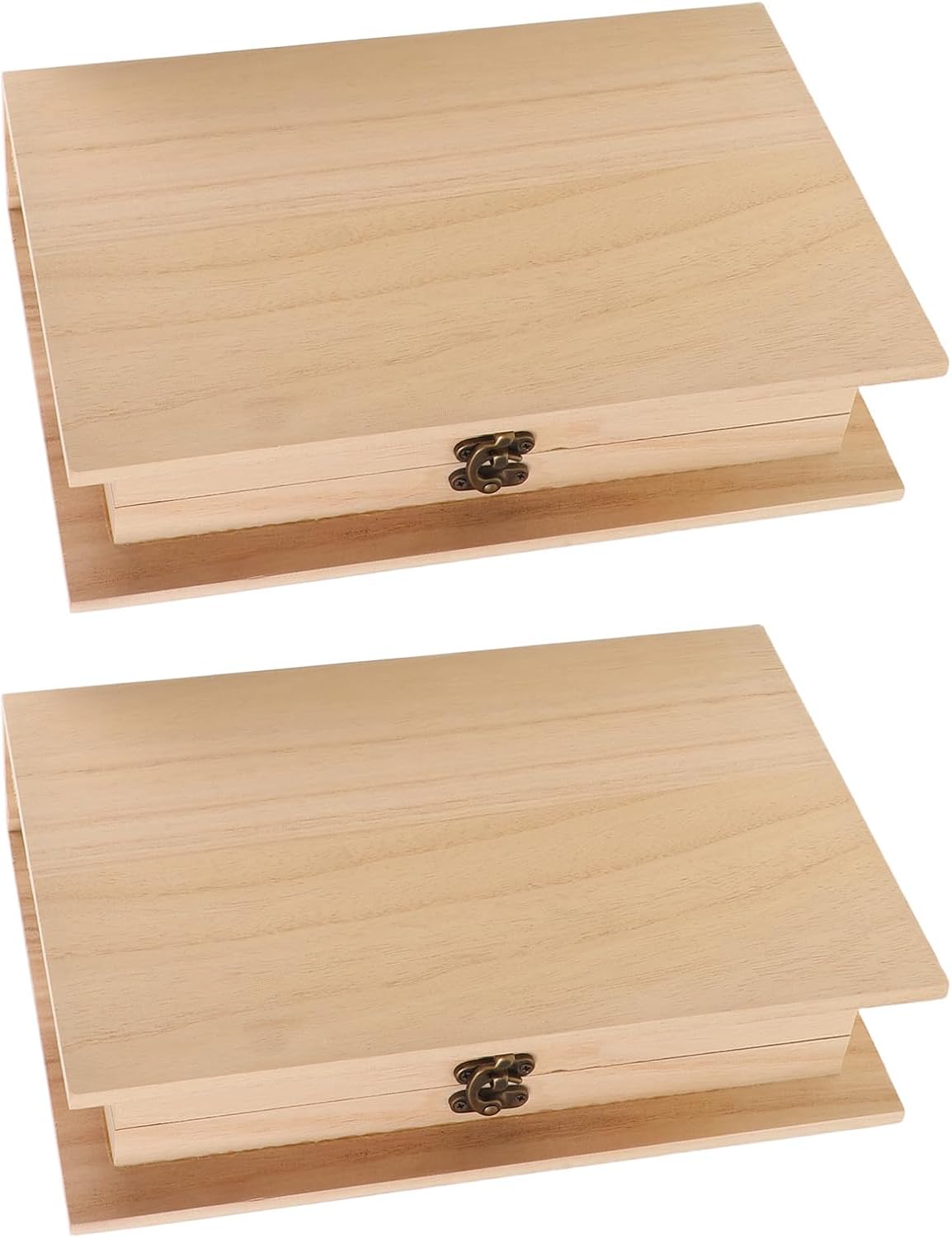 UPKOCH 2 Piece Wooden Book Shape Jewelry Box with Hinged Lid