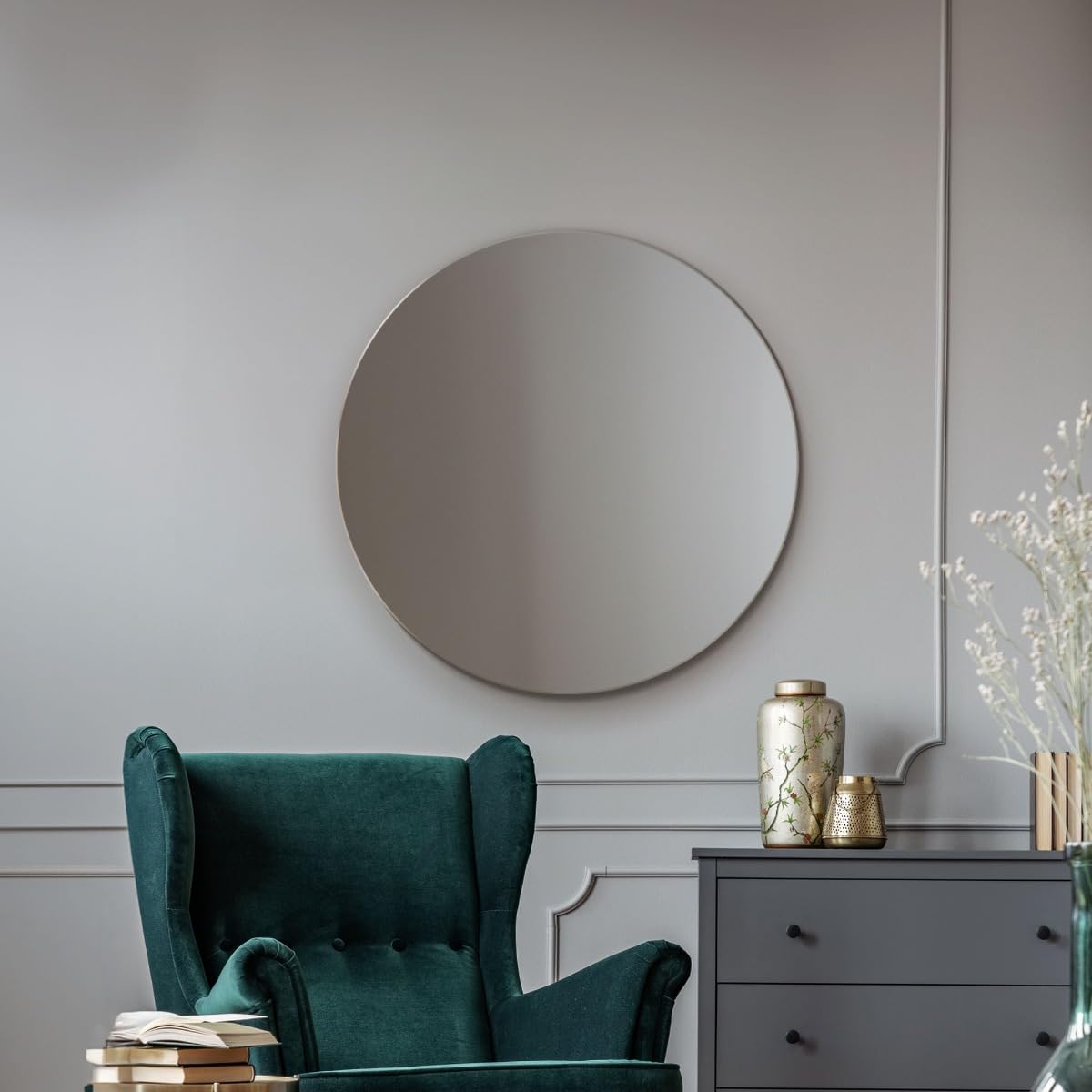 Mirroroutlet Clear Round Circular Frameless Bevelled Wall Mirror: 80Cm – Elegant Wall-Mounted Circular Mirror