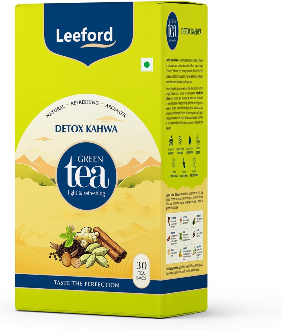 - Detox Kahwa Green Tea- 30 Tea Bags | Helps to Improve Digestion & Detoxification | Enriched with the blends of Ginger, Black Salt, Turmeric, Clove & Tulsi | Green Tea for Weight Loss