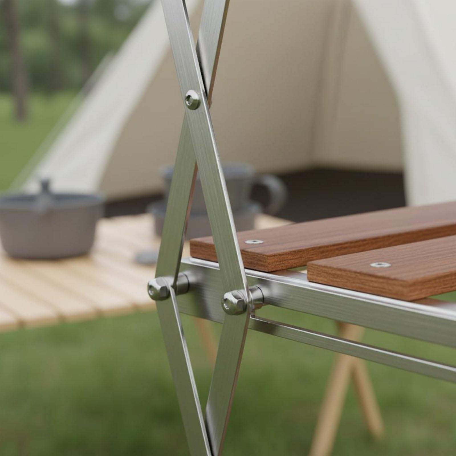 Estante Plegable Estantería Organizador Repisa Soporte de Madera y Acero Plegado Plano Transporte Fácil Resistente y Estable Adecuado para Camping, 40CM, 3 Capas