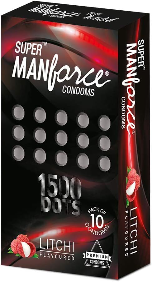 Manforce Extra Dotted Condoms, Litchi Flavoured- 10 Pieces (Pack of 10)