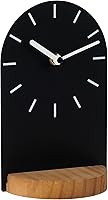 Vista 1 de SOFFEE DESIGN Reloj de mesa de una pieza con hoja de hierro con base de madera, reloj de escritorio sin tictac funciona con pilas para sala de Negro