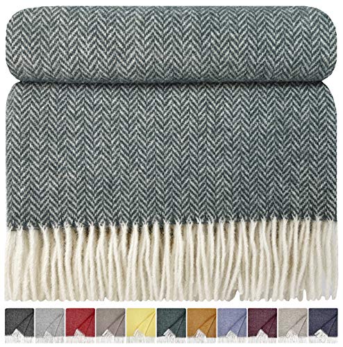 STTS International u0096 Manta de Lana Virgen 100, Manta de Lana Virgen, 100% Lana Virgen, Verde, 140 x 200 cm