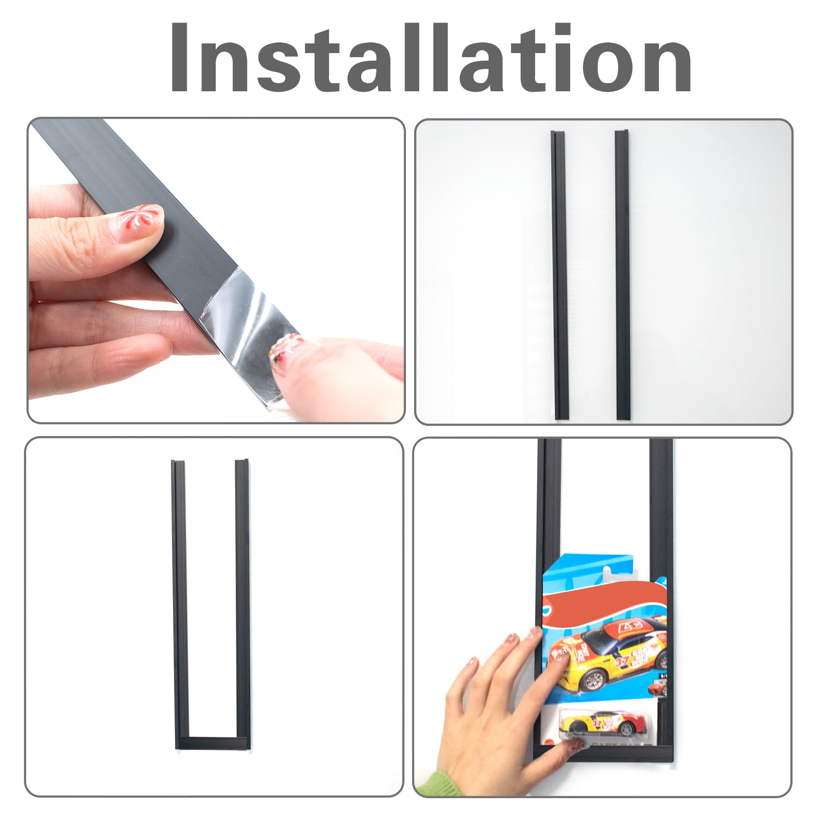4 Sets Supporto da Parete per Vetrina per Auto Vetrina da collezione Mensola da appendere Vetrina sospesa per Packaged Cars 41x2cm