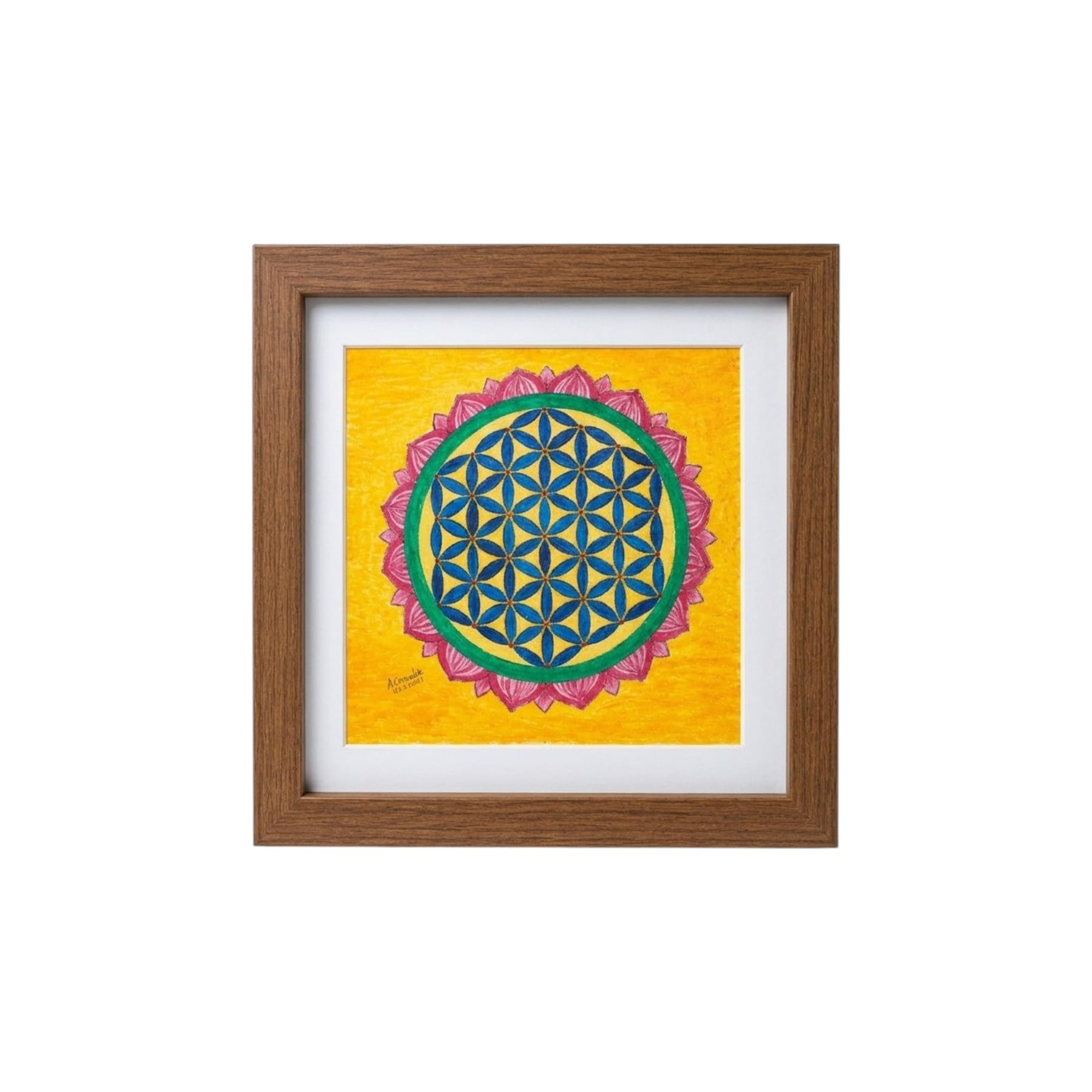 Cosmic Shree Handmade Flower of Seed Wall Frame | Sacred Geometry Wall Art and Spiritual Mandala Decor | Framed Meditation Artwork and Positive Energy Home Decoration | Vastu Inspired Wall Hanging-image-8