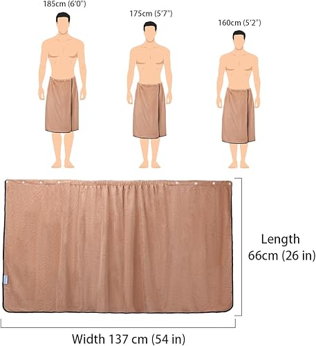 Miniatura 10 de kilofly 1 toalla de baño ajustable para hombre con cierre a presión, 27 x 55 pulgadas