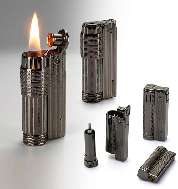 PDAteknoloji Muhtar Çakmağı Benzinli Fitilli Çakmak Taşlı Klasik Model Füme