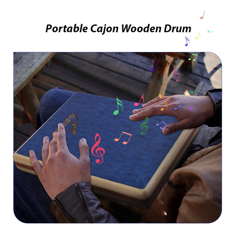 Kavolet Cajon Holztrommel, Flache Handtrommel, Schlaginstrument mit Aufbewahrungstasche, Travel Cajon Instrument, Trommelkiste für unterwegs, Party-Performance tragbare achteckige Trommel für Anfänger