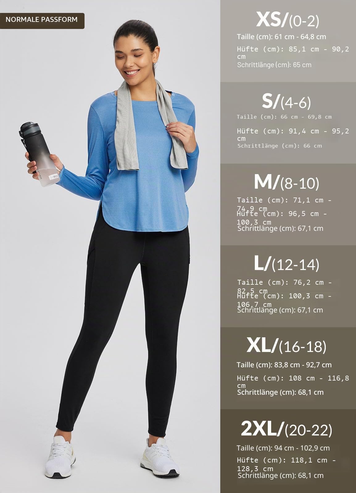 baleaf Damen Wanderleggings mit 3 Taschen Wanderhose Trekkinghose Sport Leggings High Waist Schnelltrocknend UPF 50+