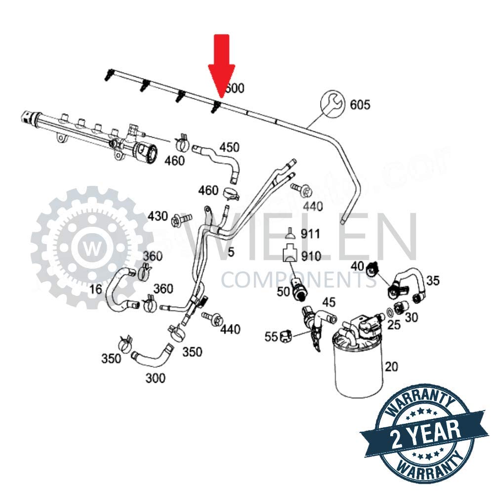M E R C E D E S CLASSE A B C E CLA GLA GLK M S V CLS GLE SLK SPRINTER VIANO VITO TUBO DI RITORNO INIETTORI CONDOTTO LINEA CARBURANTE COMPATIBILE OEM 6510700132