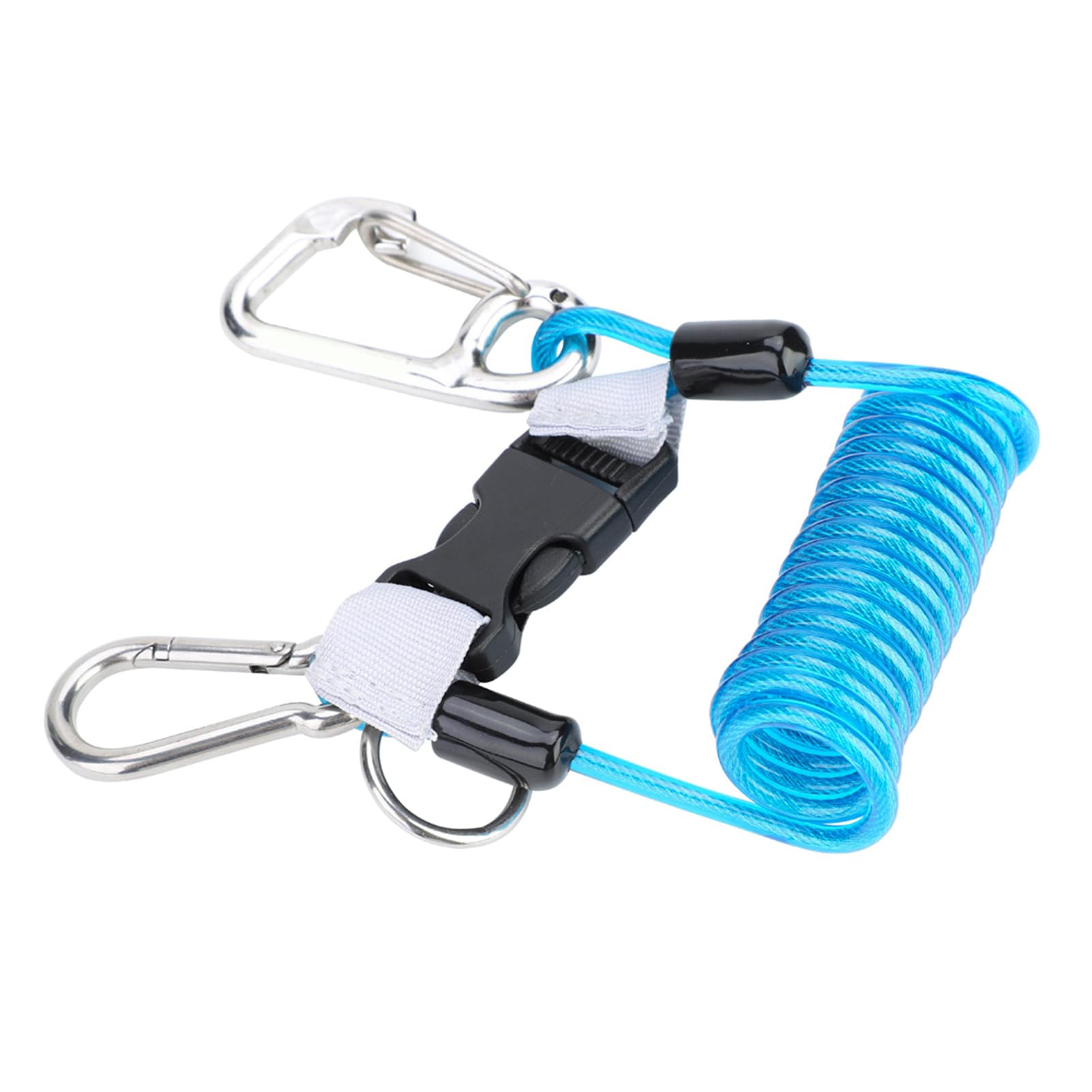 Diving Coil Landyard, Spring Coiled Lanyard Keep Diving Anti Lost Quick Release Safety Tool with Clips for Diving and Underwater Photography (#1)