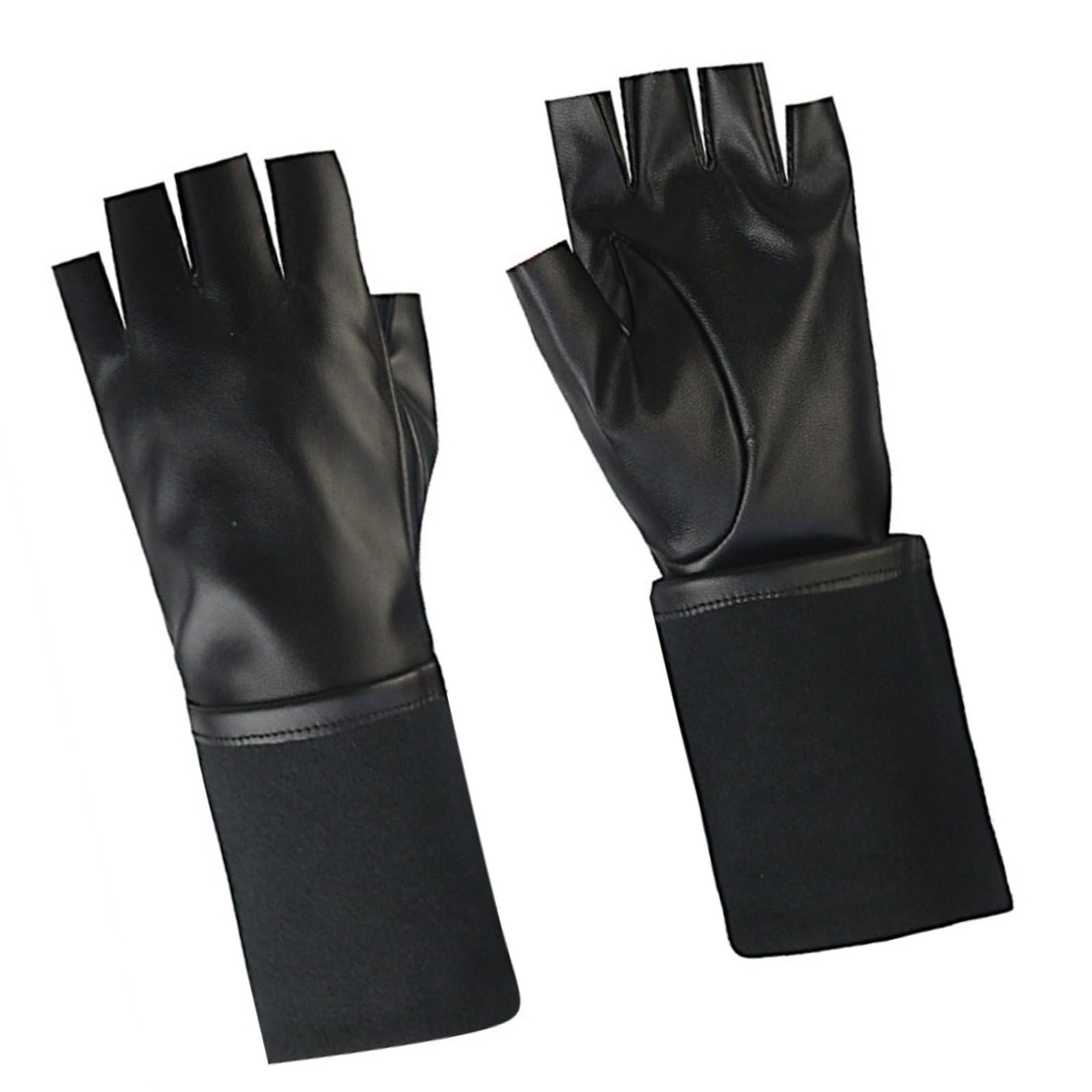 Tsophreniq Fingerless Long Gloves for Women Breathable Faux Leather Arm Warmer Halloween Costume Dance Accessory Long Arm Black Gloves for Dance