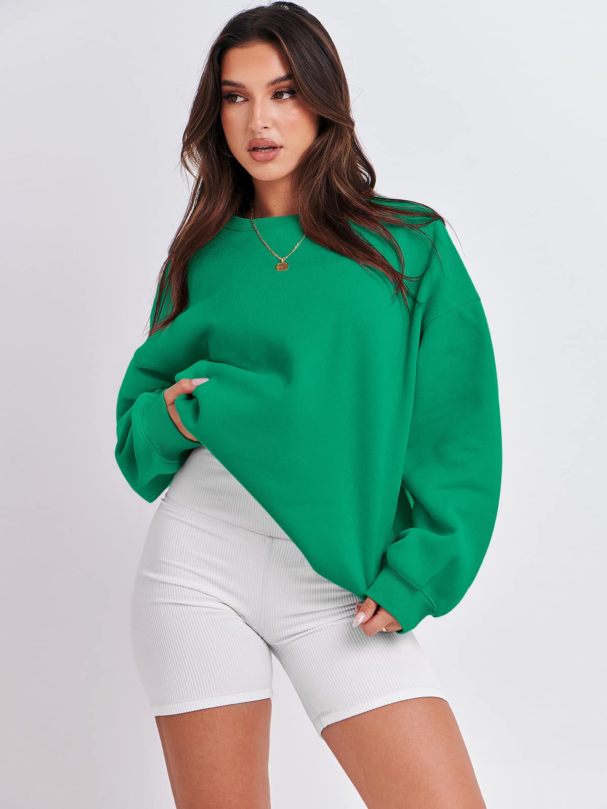 Damskie bluzy oversize bluzy z kapturem polar okrągły dekolt sweter top codzienne jesienne stroje preppy ubrania nastolatki 2024 A1019 światło