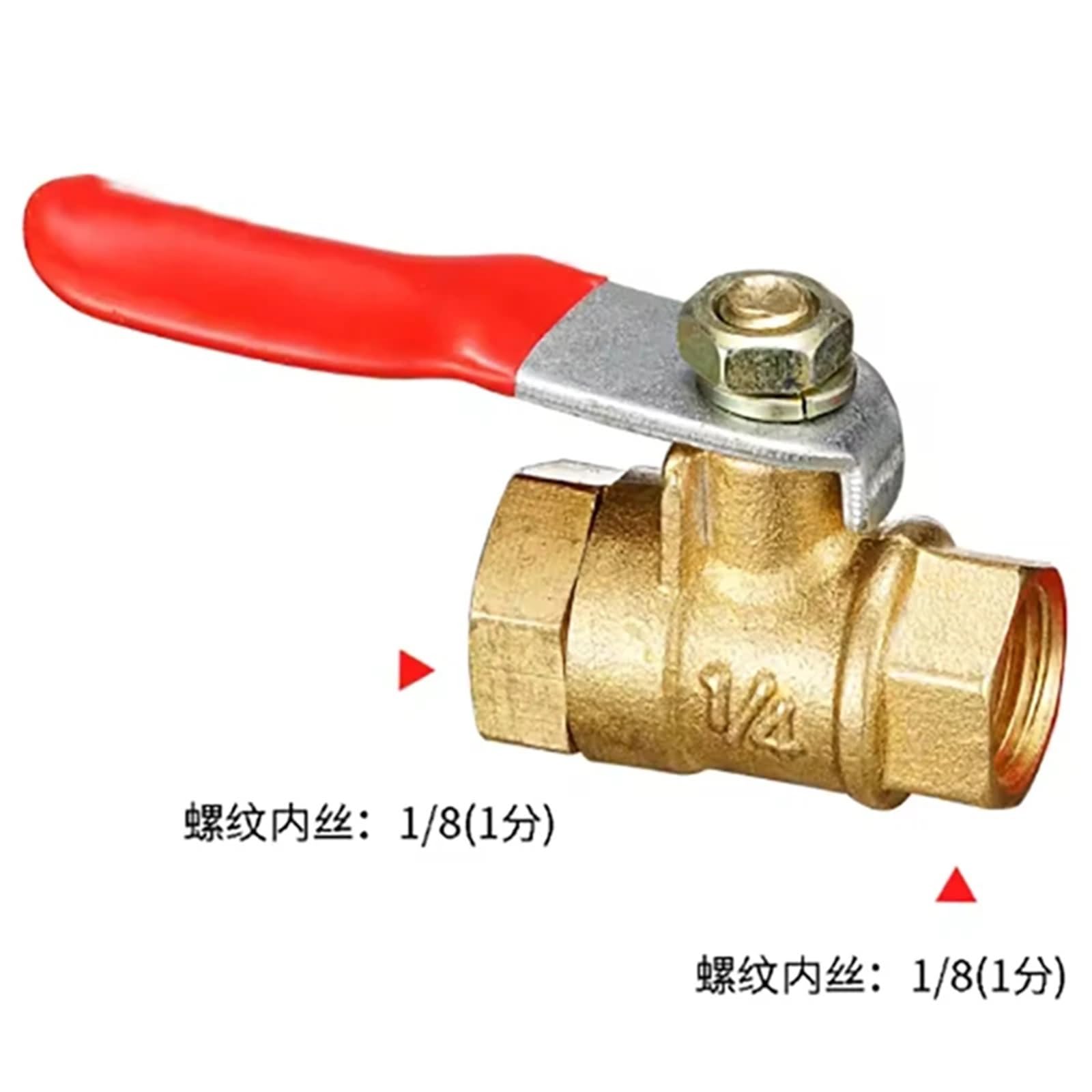 Mosiężny zawór kulowy 1/4'' 3/8'' 1/2'' gwint wewnętrzny zawór kulowy mosiężne złącze złącze węża miedzianego łącznik łącznik (A)