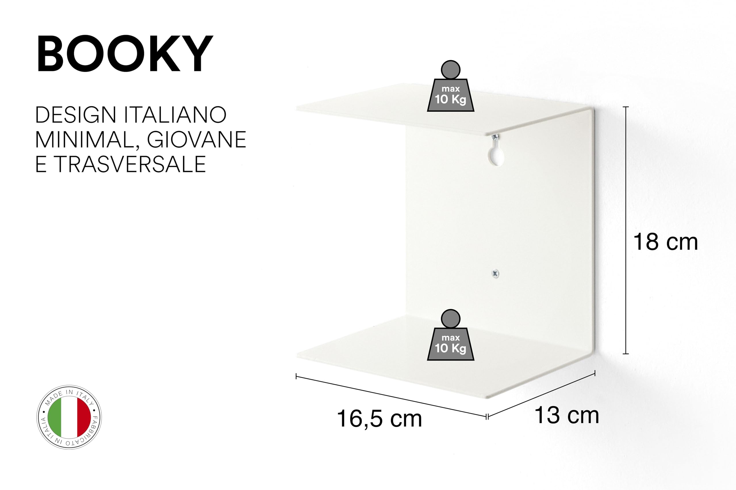 D-Segno Libreria da Parete Invisibile in Metallo – Mensole da Muro di Design, Libreria sospesa salvaspazio, mensole a scomparsa per libri – Made in Italy